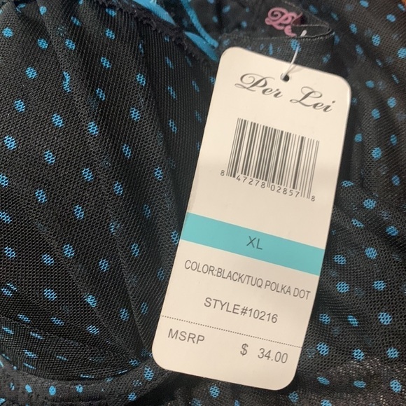 NWT Black/turquoise babydoll sleep dress chemise Womens Sz XL - Picture 2 of 16